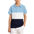 thumbnail image 3 of akafmk Boys School Uniform Shirts Short Sleeve Collared Shirt Colorblock Breathable Athletic Shirt Casual Summer Tops, 5-15Y, 3 of 7