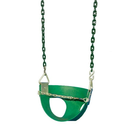 Gorilla Playsets Half Bucket Toddler Swing, Green with Green Chains