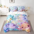 thumbnail image 2 of jejeloiu Lovely Axolotl Salamander 7-Piece Twin Bedding Sets,Watercolor Ink Painting Bedding Comforter Set,Abstract Aesthetic Art Sheet Sets For Teens,Ultra Soft Home Decor Reversible, 2 of 8