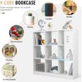 thumbnail image 4 of Favory 9-Cube Bookcase White - 4-Tier Freestanding Open Bookshelf with Anti-Tipping Kit, Modern Floor Display Shelving, Wood Cube Storage Organizer for Living Room, Kid's Room, Bedroom, 4 of 11