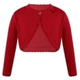thumbnail image 1 of Ocealan Cardigan Court à Manches Longues pour Filles avec Nœud Papillon et Motif Losange Rouge 130, 1 of 7