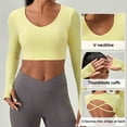 thumbnail image 5 of Dagugfen Workout Tops for Women Long Sleeve Crewneck Lightwieght Stretchy Spandex Quick Drying Crop Tops Gym Athletic Tops, 5 of 8