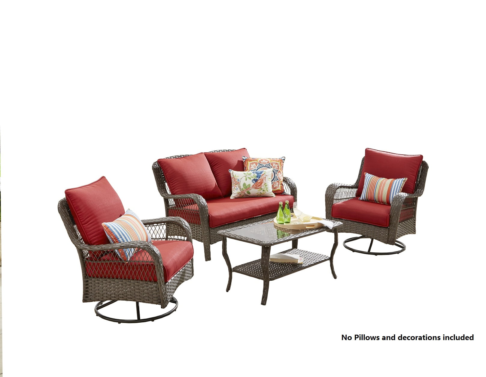 Wicker Patio Furniture Conversation Set, Wicker Patio Furniture Set With Swivel Chairs