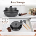 thumbnail image 3 of 16PCS Pots and Pans with Removable Handles, Customized Handle Adjustable, Stackable RV Cookware with Deluxe Large Size, Dishwasher & Oven Safe, Induction Cookware Set Non Stick, Granite Dark Gray, 3 of 8