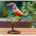 thumbnail image 5 of Chamoist Birds On Branch Figurine,Birds On Branch Desktop Ornaments,Stained Acrylic Double Sided Multicolor Hummingbird Craft Statue,Metal Art Bird Sculpture,Birds Decorated Acrylic Bird Branches, 5 of 8