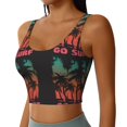 thumbnail image 2 of Goofa Go Surfer Printed Sports Bras for Women, High Impact Running Bra Workout Crop Tank Tops Longline Sports Bra Push up-, 2 of 9