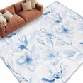 thumbnail image 2 of Area Rug for Living Room, Blue Flower Non-Slip Indoor Large Carpet for Bedroom/Dining Room, Watercolor Floral Botanical Line Drawing Print Washable Low-Profile Rectangle Floor Runner Rugs - 5 x 8 Ft, 2 of 7