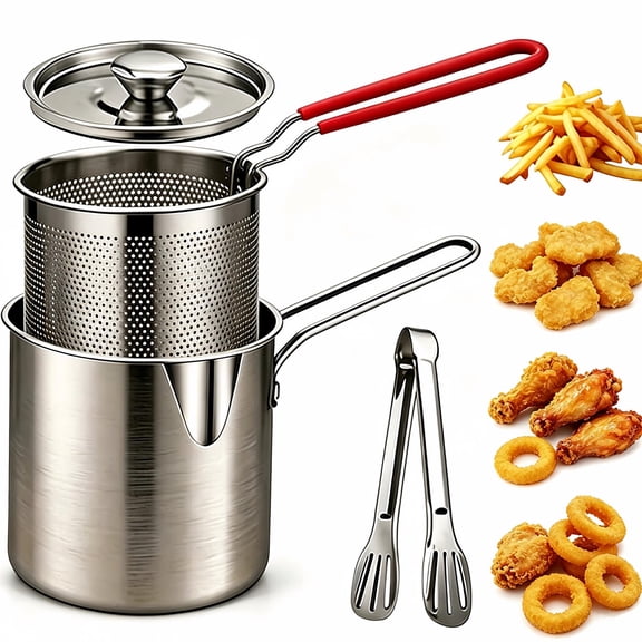 Clearance! Deep Fryer with Basket for Home Use,Fryer Pot with Basket,Stainless Steel Pot,Stainless Steel Fryer Pot with Basket for Home Kitchen