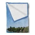 thumbnail image 2 of Sicily Soft Flannel Fleece Throw Blanket, Panoramic Coastline Photo Sandy Beach Scenery with Herbs and Trees, Cozy Plush for Indoor and Outdoor Use, 60" x 80", Multicolor, by Ambesonne, 2 of 5