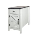 thumbnail image 4 of HOQBN Farmhouse End Table with Charging Station, Nightstand with Barn Door and Drawer, Bedside Table for Bedroom Living Room, White+Black, 4 of 8