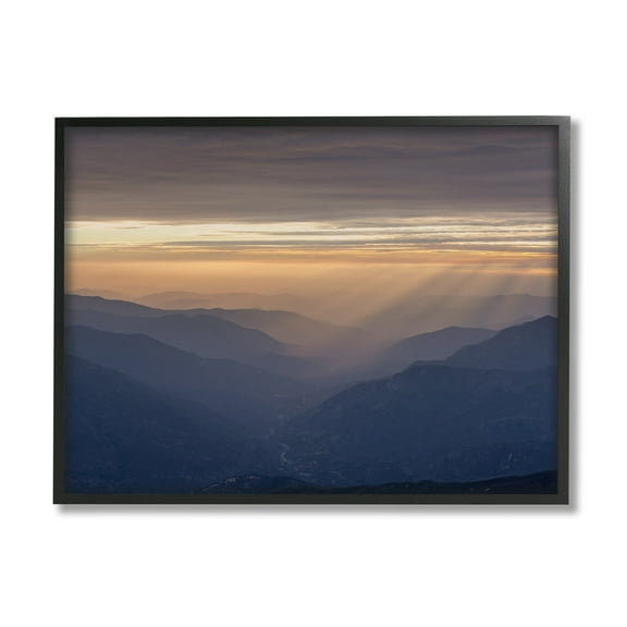 Stupell Industries Sun Rays Peeking Through Clouds Mountain Peaks Photograph Black Framed Art Print Wall Art, Design by Jeff Poe Photography