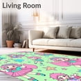 thumbnail image 2 of ODIKA 3'x5' Machine Washable Non-Slip Area Rug, Anime Manga Character Adventure Journey Illustration High Traffic Rug with Pad, Pink, 700575, 2 of 8