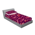 thumbnail image 2 of Ambesonne Romantic Emoji Fitted Sheet & Pillow Sham Set, Valentines Heart, Twin, Dark Magenta and Dark Pink, 2 of 2