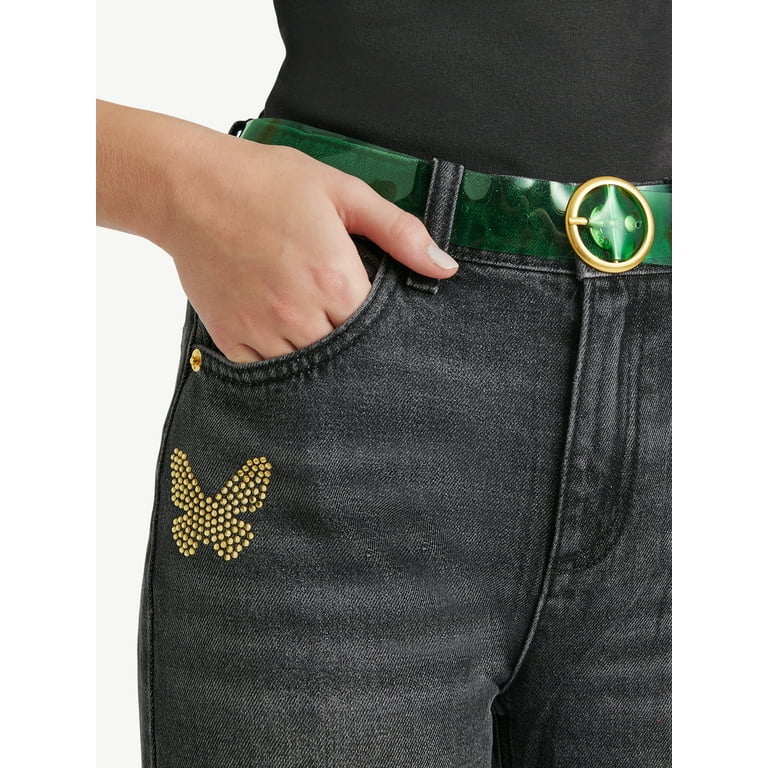 Justice Girls Wicked Relaxed Flare Jean With Belt, Sizes 6 Justice Girls Wicked Relaxed Flare Jean With Belt, Sizes 6