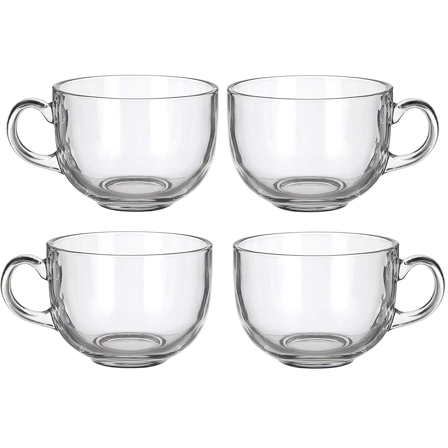 Set of Coffee Tea Cups latte mug large Clear Glass Mugs 18 oz 2