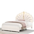 thumbnail image 6 of Hiphuta Full Upholstered LED Bed Frame with Storage Drawers, Platform Bed with Adjustable Cute Headboard, Velvet White, 6 of 7