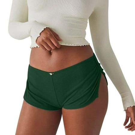 Ogiraw Pants for Women Shorts for Women Boxer Shorts for Women Womens Boxers Underwear Women s Solid Color Fashionable Casual Split Hot and Spicy Shorts Green