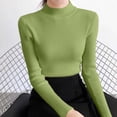 thumbnail image 5 of Otvok Women Mock Neck Ribbed Sweater, Long Sleeve Slim Fit Pullover, Solid Stretchy Layering Top for Fall Winter Daily Outfits, 5 of 7