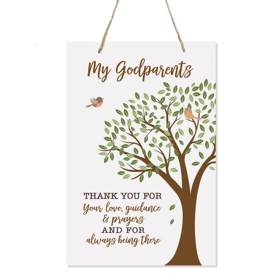 LifeSong Milestones Modern Inspirational Wall Decoration Hanging Rope Sign for Godparents 8x12in - Walking Beside Me