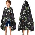 thumbnail image 3 of Halloween Skeleton Ghost Pattern Hooded Bath Towel，50"x30" for Ages 3 To 12 Kids, Quick Dry Lightweight Soft Microfiber Hood Beach Towel Cover Up for Kids, 3 of 7