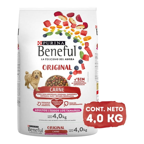 Alimento para Perro Purina Beneful Adulto Original Todos los Tamaños Sabor Carne 4.0 kg