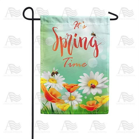 America Forever Spring Floral Garden Flag 12.5 x 18 inches Double Sided Daisy, Bees, Ladybug, Butterfly, Poppy, Colorful - Seasonal Yard Lawn Outdoor Decorative Springtime Garden Flag