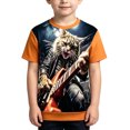 thumbnail image 4 of ZHOGXU Boys Music Festival Graphic Tee Short Sleeve O Neck Summer Top For Kids Party Stage Lightweight,School Casual Wear,Orange,13-14 Years, 4 of 4