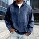 thumbnail image 1 of Ceisia Men's Loose Fit Washed Distressed Denim Half-Zip Hooded Pullover Sweatshirt Gifts, 1 of 6