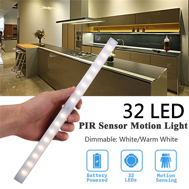 1 2x 32led Closet Light Pir Motion Detectors Lamp Sensor Strip