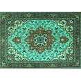 thumbnail image 1 of Ahgly Company Machine Washable Indoor Rectangle Persian Turquoise Blue Traditional Area Rugs, 5' x 8', 1 of 4