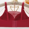 thumbnail image 6 of SMihono Womens Sexy Lace Everyday Bra Solid Color Full Coverage Underwear Wire Free Breathable Comfy Push Up Bralettes Wine 38/85BC, 6 of 6