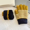thumbnail image 2 of ktowifly Knit Gloves for Kids Striped Color Block Cute Warm Strench Cold Weather Elastic Wrist Trendy Glove, 2 of 8