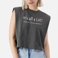 thumbnail image 2 of EcoLoom Its All A Lie Statistics Dark Color Cap Sleeve Muscle Crop Top Funny Sleeveless Baby Shirt Navy-M, 2 of 5