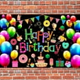 thumbnail image 5 of 7x5FT Black Colorful Happy Birthday Backdrop Cloth Birthday Photography Background Multi-Coloured Balloon Happy Birthday Sign Banner Decoration for Kids Children, 5 of 6