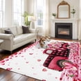 thumbnail image 2 of Large Area Rugs for Living Room Bedroom, Valentine's Day 8'x10' Rug Washable Carpet Runner Indoor Outdoor, Pink Love Roses Truck Romantic White Non Slip Floor Mats Rug for Kitchen, Patio, 2 of 8