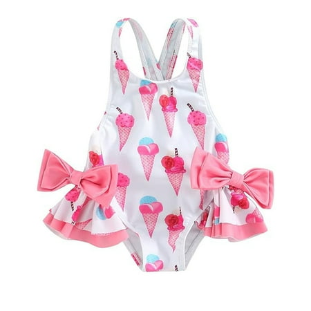 

WUXIAN Baby Girls 1 Piece Swimsuit Donut Bathing Suit Sleeveless Ruffle Swimwear Beachwear For Toddler Infants Beachwear Children Comfort Swim Wear