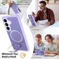 thumbnail image 3 of Asuwish Phone Case for Samsung Galaxy S26 5G Tempered Glass Screen Protector Magnetic Folding Stand Frosted Translucent Rugged Shockproof Protective Cell Cover S 26 26S 26 26S Women Men Purple, 3 of 6