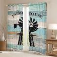 thumbnail image 2 of Erobridal Windmill Blackout Curtains Farmhouse Rustic Decor Curtains for Bedroom, Rural Wooden Plank Curtains & Drapes Vintage Western Window Curtains 52''Wx63''L, Teal Green, 2 of 6