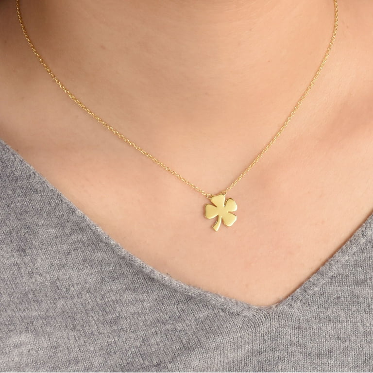 Four Leaf Clover Shamrock Hearts Pendant CZ Center Gold-plated Sterling Silver, Pendant Only Four Leaf Clover Shamrock Hearts Pendant CZ Center Gold-plated Sterling Silver, Pendant Only