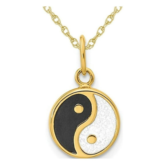 14K Yellow Gold Yin-Yang Charm Pendant Necklace with Chain