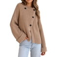 thumbnail image 3 of TaTaai Fall Jacket Women Long Sleeve V Neck Solid Button Down Lapel Denim Style Coat Casual for Autumn, 3 of 9