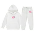 thumbnail image 2 of GBSYEWXS Children Girls Outfits Sets Hooded Long Sleeve White Hoodies Pants Trendy Relaxed Polyester Clothing Set Size 8-9 Years, 2 of 3