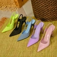 thumbnail image 4 of Women Elegant Heel Sling Back Pointed, 2023 fair elegant pointed toe stiletto heel solid color women mules sandals for lady, 4 of 8