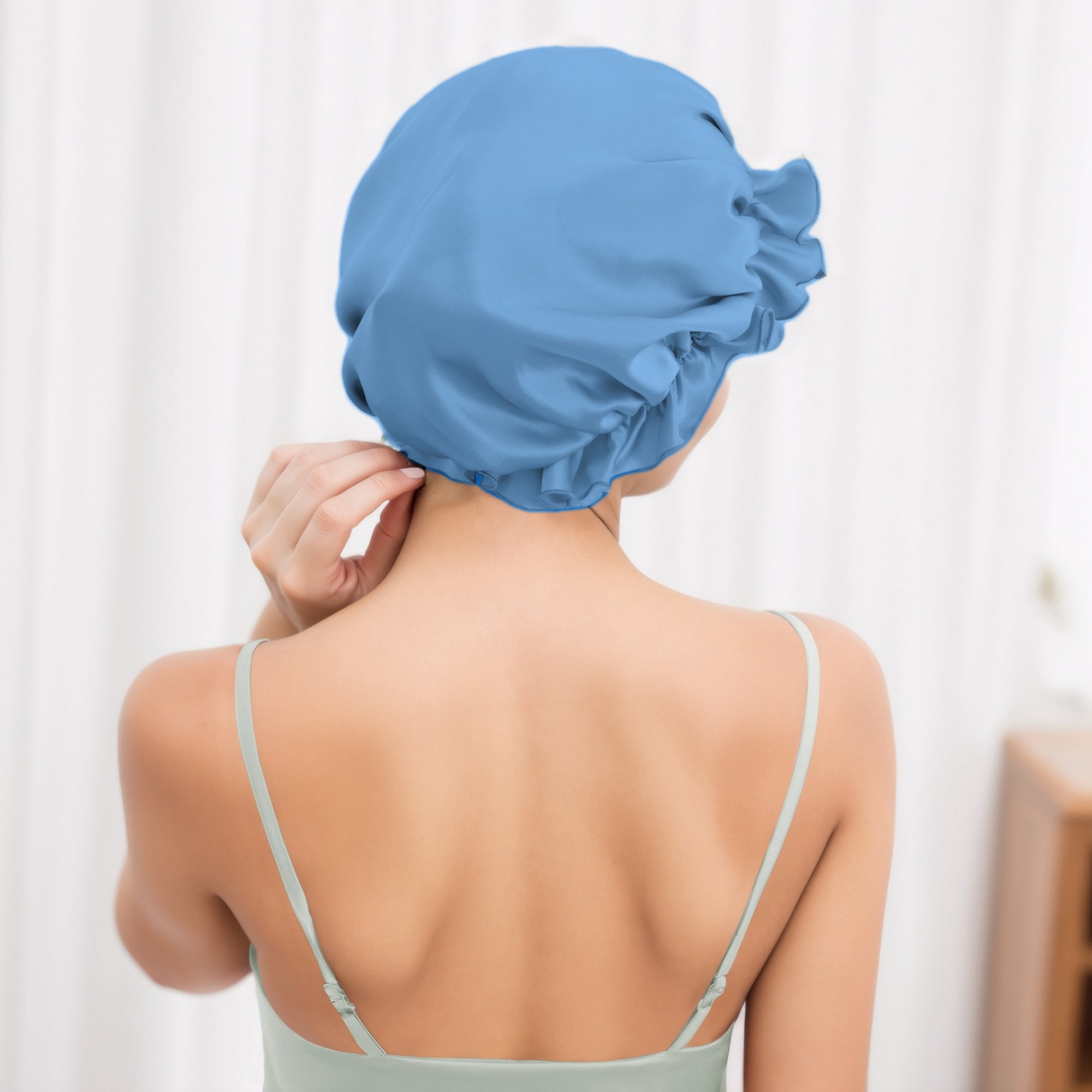 SusanSilk 19 Momme Premium Mulberry Silk Bonnet Cap with Breathable Hair Protection and Garnet Flower Design