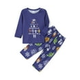 thumbnail image 2 of Family Matching Christmas Pajamas Set, Crew Neck Long Sleeve Tops and Snowflake Print Pants Sleepwear Set, 2 of 7