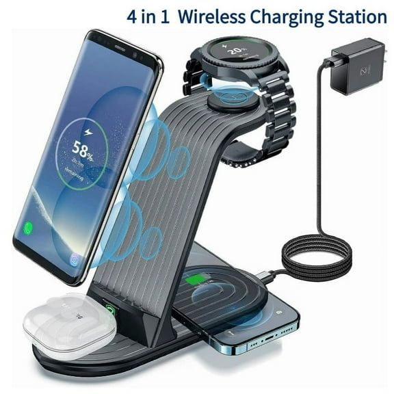 Wireless Charger Stand, 4 In 1 Fast Charging Station For Phone Watches Headphones