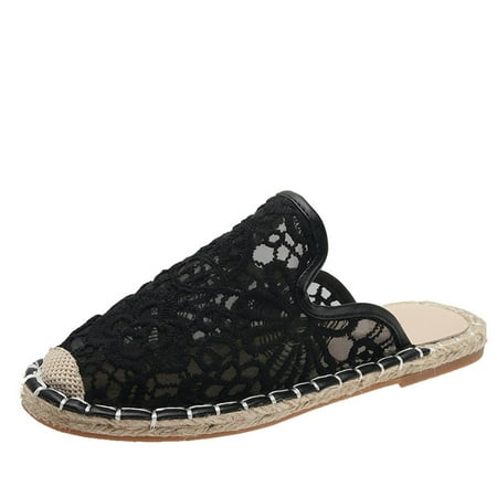 

Stamzod Women s Flat Shoes Ladies Rope Sandals Summer Non-Slip Causal Woven Slippers Clearance Black 40