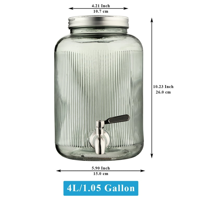 4L Glass Jar Juice Dispenser Glass Drink Beverage Dispenser with