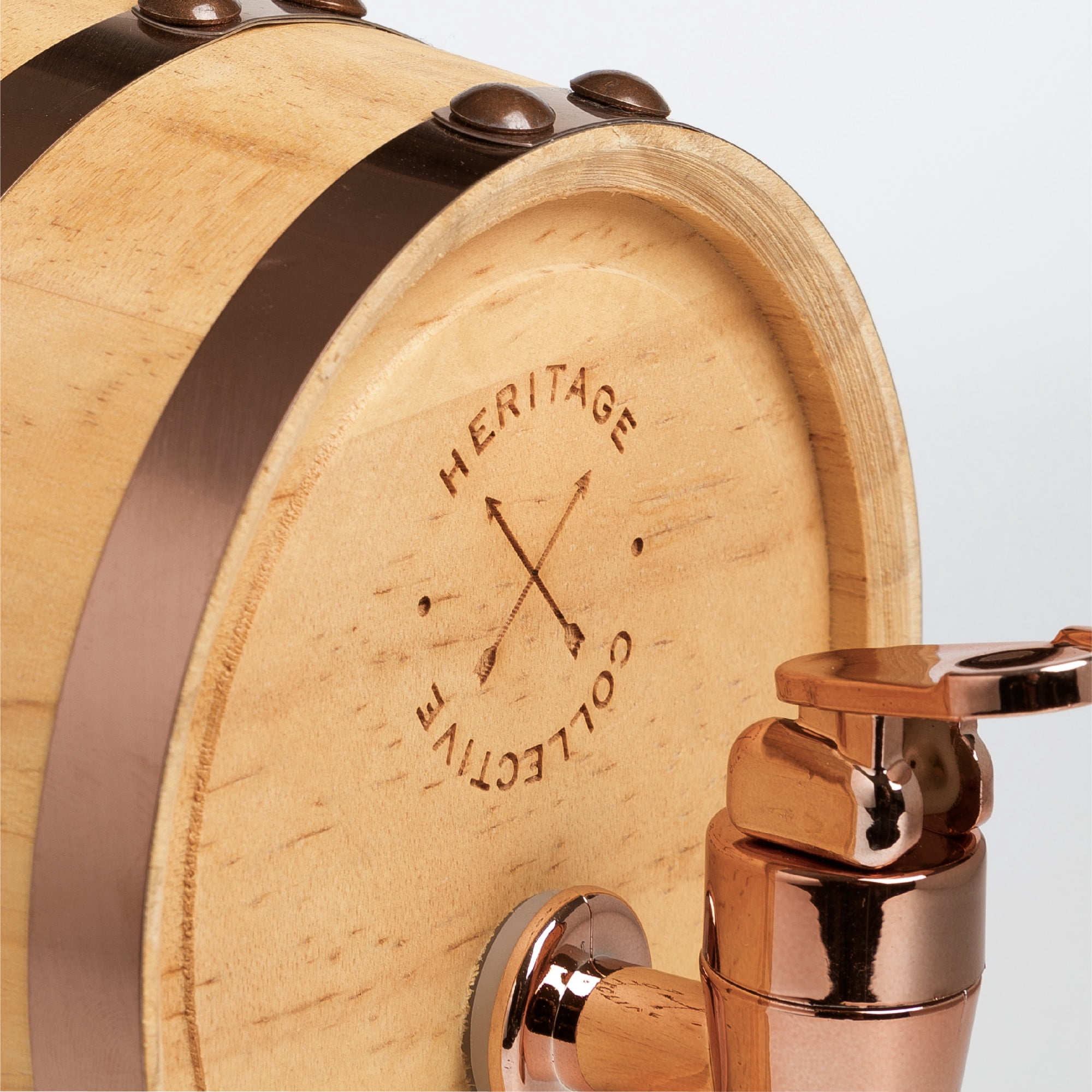 Hammer + Axe Miniature Wood Whiskey 1L (27 Fl. Oz.)Wood Barrel Dispenser and Mini Infuser