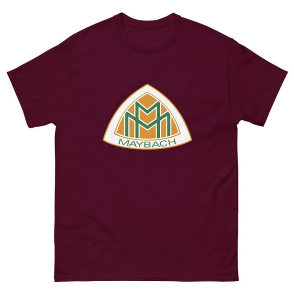 1909 Maybach Logo Antique Deco German Luxury Car Manufacturer T Shirt (Maroon, S)
